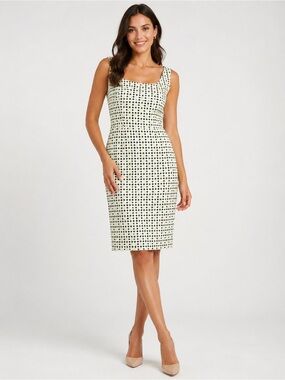 Piazza Sempione Made in Italy Geometric Print Sheath Dress IT 46 US 10 12